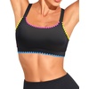 Tempt Me Women Sports Bra Swim Crop Tops Only(Colorful Black-scalloped Trim)