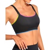 Tempt Me Women Sports Bra Swim Crop Tops Only(Colorful Black-scalloped Trim)