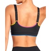 Tempt Me Women Sports Bra Swim Crop Tops Only(Colorful Black-scalloped Trim)