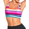 Tempt Me Women Sports Bra Swim Crop Tops Only(Colorful Striped)