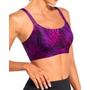 Tempt Me Women Sports Bra Swim Crop Tops Only(Purple Leaves)