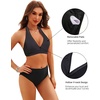 Women Halter Bikini Top Push Up Swimsuit Top Only with Mesh(Black)