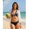 Women Halter Bikini Top Push Up Swimsuit Top Only with Mesh(Black Pink Floral)