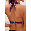 Women Halter Bikini Top Push Up Swimsuit Top Only with Mesh(Color Leopard)