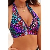 Women Halter Bikini Top Push Up Swimsuit Top Only with Mesh(Color Leopard)