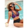 Women Halter Bikini Top Push Up Swimsuit Top Only with Mesh(Color Leopard)