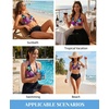 Women Halter Bikini Top Push Up Swimsuit Top Only with Mesh(Colorful Flower)