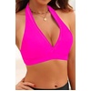 Women Halter Bikini Top Push Up Swimsuit Top Only with Mesh(Hot Pink)
