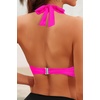 Women Halter Bikini Top Push Up Swimsuit Top Only with Mesh(Hot Pink)