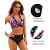 Women Halter Bikini Top Push Up Swimsuit Top Only with Mesh(Navy Blue Magenta)