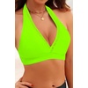Women Halter Bikini Top Push Up Swimsuit Top Only with Mesh(Neon Green)