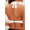 Women Halter Bikini Top Push Up Swimsuit Top Only with Mesh(White)