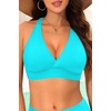 Women Halter Bikini Top Push Up Swimsuit Top Only(Aqua)
