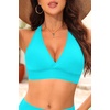 Women Halter Bikini Top Push Up Swimsuit Top Only(Aqua)