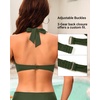 Women Halter Bikini Top Push Up Swimsuit Top Only(Army Green)