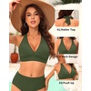 Women Halter Bikini Top Push Up Swimsuit Top Only(Army Green)