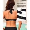 Women Halter Bikini Top Push Up Swimsuit Top Only(Black)