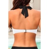Women Halter Bikini Top Push Up Swimsuit Top Only(Black White)