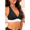 Women Halter Bikini Top Push Up Swimsuit Top Only(Black White)