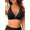 Women Halter Bikini Top Push Up Swimsuit Top Only(Black and White)