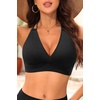Women Halter Bikini Top Push Up Swimsuit Top Only(Black-1)