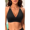 Women Halter Bikini Top Push Up Swimsuit Top Only(Black-1)