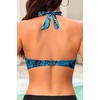 Women Halter Bikini Top Push Up Swimsuit Top Only(Blue Floral)