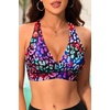 Women Halter Bikini Top Push Up Swimsuit Top Only(Color Leopard)