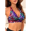 Women Halter Bikini Top Push Up Swimsuit Top Only(Color Leopard)