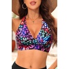 Women Halter Bikini Top Push Up Swimsuit Top Only(Color Leopard)