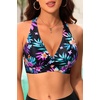Women Halter Bikini Top Push Up Swimsuit Top Only(Colorful Floral)
