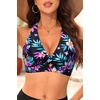 Women Halter Bikini Top Push Up Swimsuit Top Only(Colorful Floral)