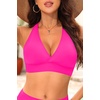Women Halter Bikini Top Push Up Swimsuit Top Only(Hot Pink)