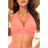 Women Halter Bikini Top Push Up Swimsuit Top Only(Pink)