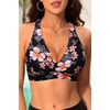 Women Halter Bikini Top Push Up Swimsuit Top Only(Pink Floral)