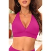 Women Halter Bikini Top Push Up Swimsuit Top Only(Pink Purple)