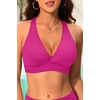 Women Halter Bikini Top Push Up Swimsuit Top Only(Pink Purple)