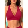 Women Halter Bikini Top Push Up Swimsuit Top Only(Red)