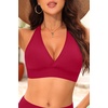 Women Halter Bikini Top Push Up Swimsuit Top Only(Red)