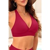 Women Halter Bikini Top Push Up Swimsuit Top Only(Red)