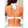 Women Halter Bikini Top Push Up Swimsuit Top Only(White)