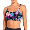 Tempt Me Women Sports Bra Swim Crop Tops Only(Black Colorful Floral)