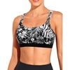 Tempt Me Women Sports Bra Swim Crop Tops Only(Black Flower)