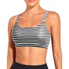 Tempt Me Women Sports Bra Swim Crop Tops Only(Black Stripe)