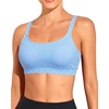 Tempt Me Women Sports Bra Swim Crop Tops Only(Blue White Striped)