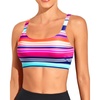 Tempt Me Women Sports Bra Swim Crop Tops Only(Colorful Striped)
