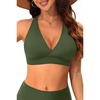 Women Halter Bikini Top Push Up Swimsuit Top Only(Army Green)