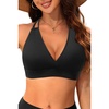 Women Halter Bikini Top Push Up Swimsuit Top Only(Black-1)