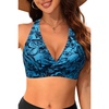Women Halter Bikini Top Push Up Swimsuit Top Only(Blue Floral)