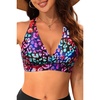 Women Halter Bikini Top Push Up Swimsuit Top Only(Color Leopard)